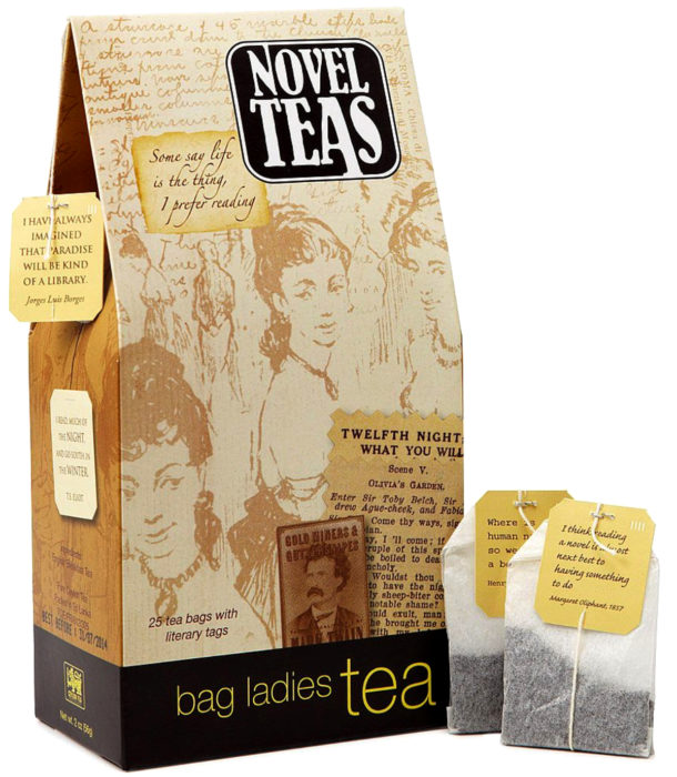 Regalos para personas que aman leer; té de novelas