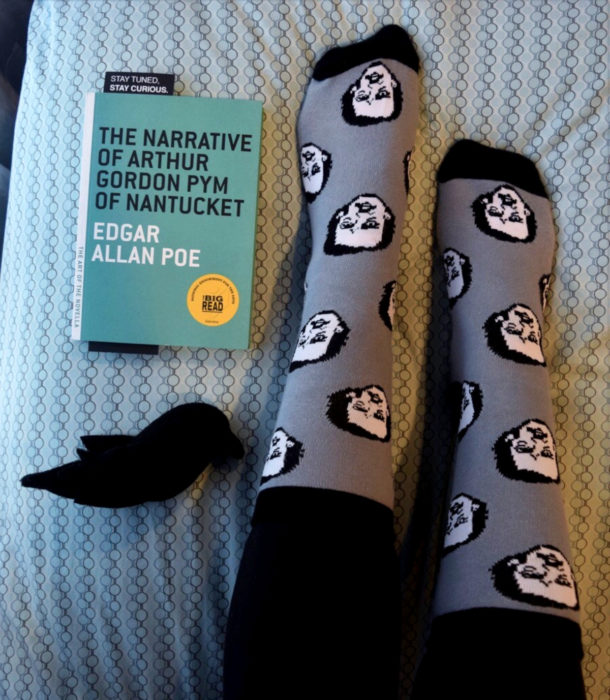 Regalos para personas que aman los libros; calcetines de Edgar Allan Poe