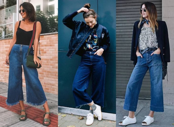 Tipos de pantalones para mujer; culotte jeans