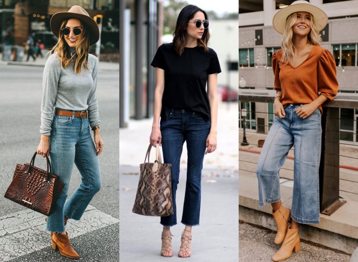 Tipos de pantalones para mujer; cropped flare jeans