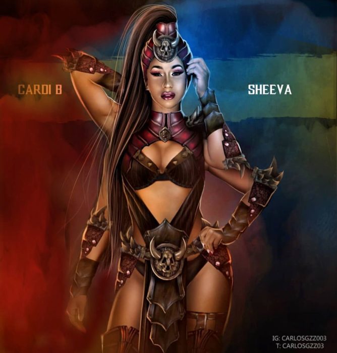 Cardi B como Sheeva ilustrada por Carlos Gonzalez