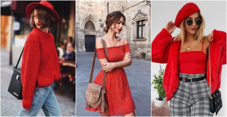 Chicas llevando outfit en tono rojo 