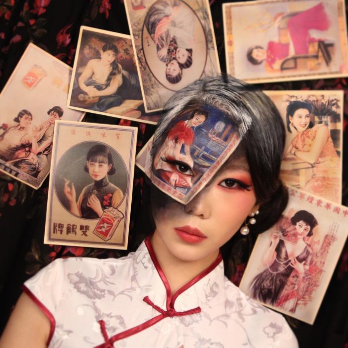 Dain Yoon, artista maquillaje, pintura recreando fotografías instantaneas