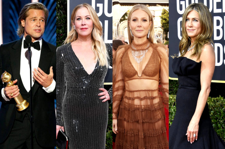 Los mejores momentos de los Golden Globes; Brad Pitt con sus tres exnovias: Christina Applegate, Gwyneth Paltrow y Jennifer Aniston