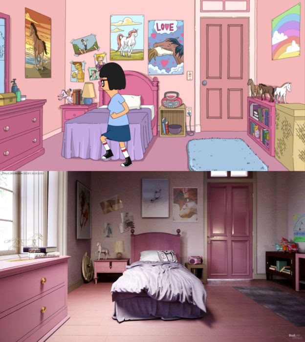 Así lucirían en la vida real las habitaciones más famosas de las caricaturas que amamos; Tina Belcher, Bob's Burgers