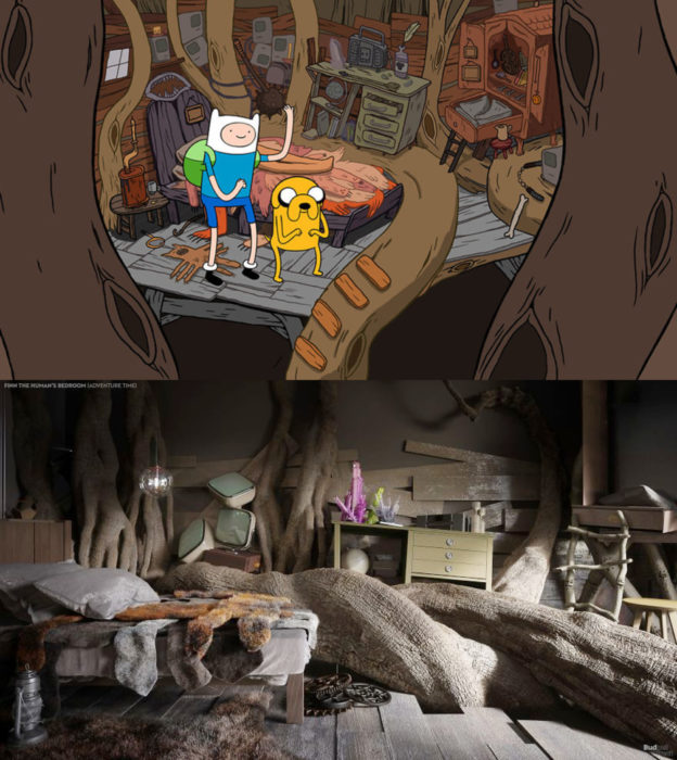 Así lucirían en la vida real las habitaciones más famosas de las caricaturas que amamos; Finn y Jake de Hora de Aventura