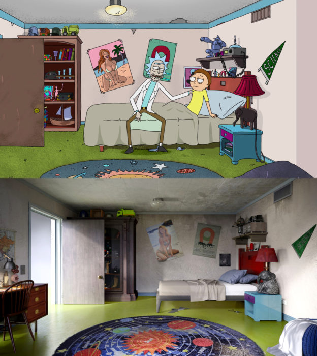 Así lucirían en la vida real las habitaciones más famosas de las caricaturas que amamos; Rick y Morty