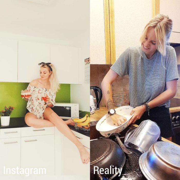 Influencer Kim Britt muestra la verdad detrás de las fotografías perfectas de Instagram; expectativa vs. realidad