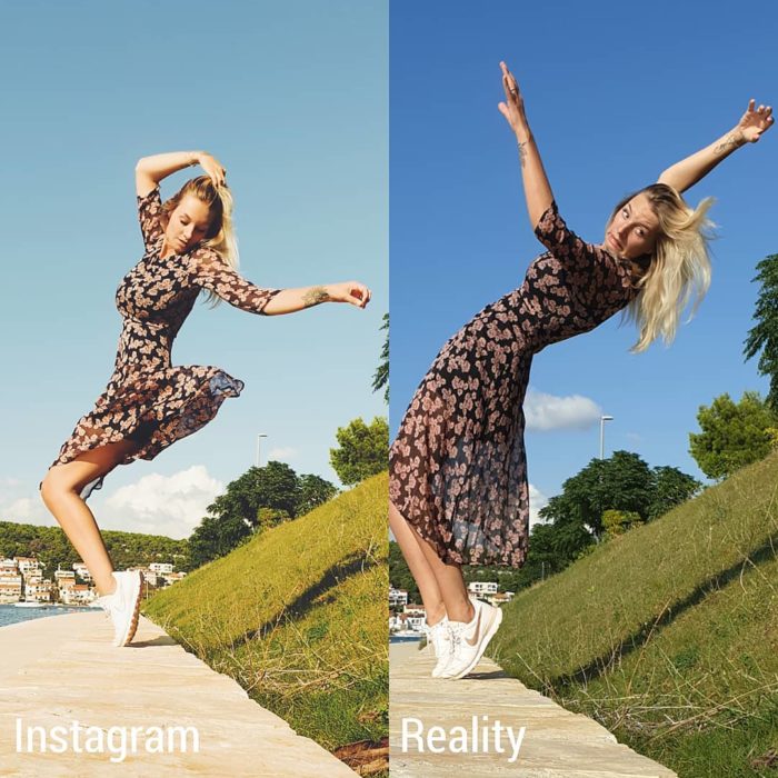 Influencer Kim Britt muestra la verdad detrás de las fotografías perfectas de Instagram; expectativa vs. realidad