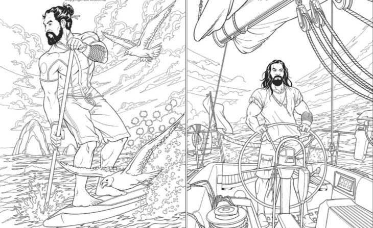 Arte conceptual del libro para colorear de Jason Momoa creado por Maurizio Campidelli