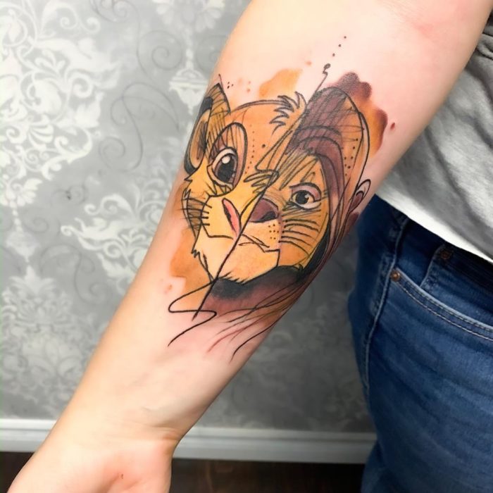 Tatuaje de Simba y Mufasa, El rey león, Disney