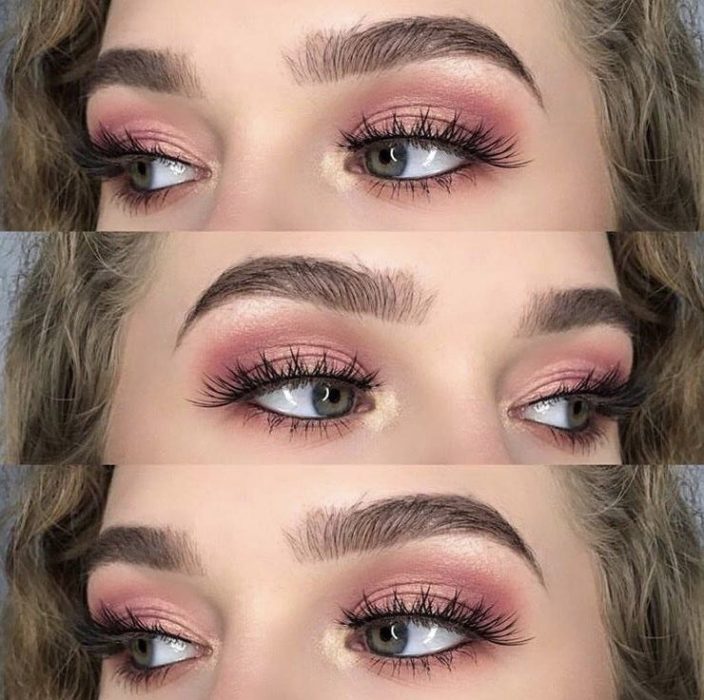 Maquillaje rose gold con sombra metalizada