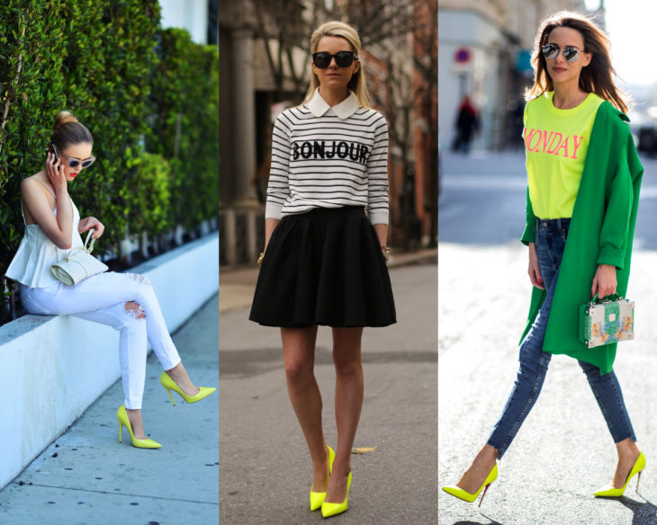 Combinar outfits con zapatos de colores; calzado neón