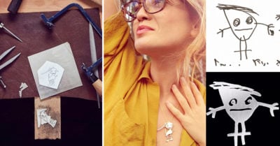 Artistas convierten dibujos de niños en piezas únicas de joyería