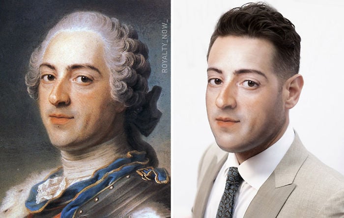 Luigi XV ricreato nell'era attuale dall'artista Royalty Now