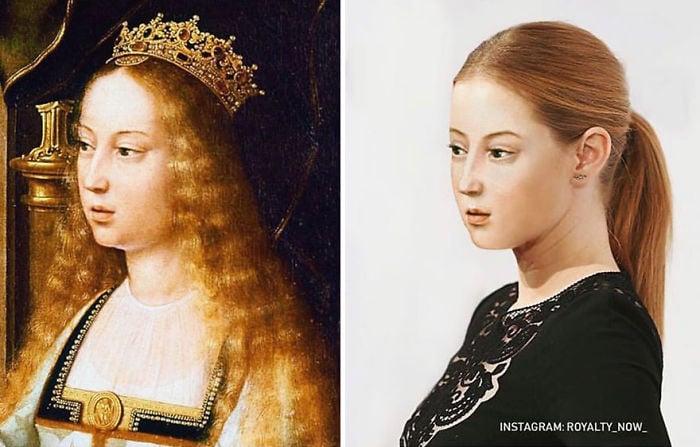 Reina Isabel de Castilla recreada en la época actual por el artista Royalty Now