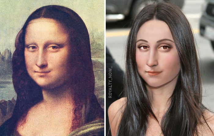 Mona Lisa recreada en la época actual por el artista Royalty Now