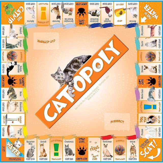 Juego de mesa Cat Opoly para jugar Monopoly pero con gatitos 