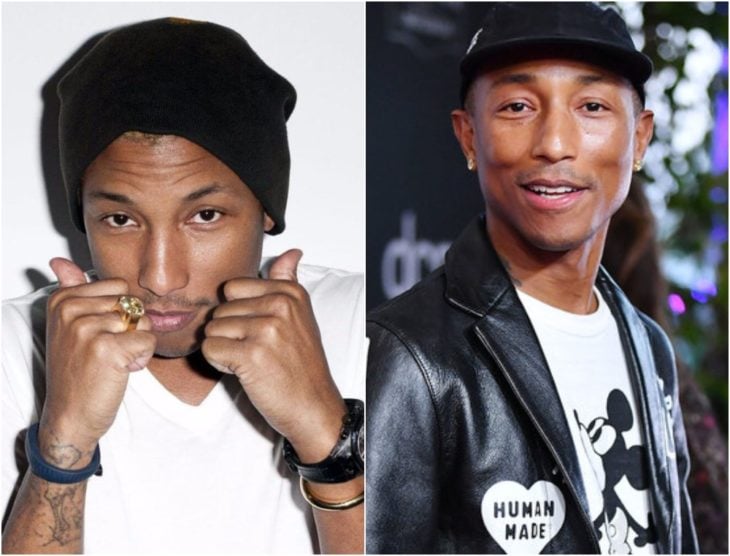 Pharrell Williams en su juventud y en la actualidad 2020