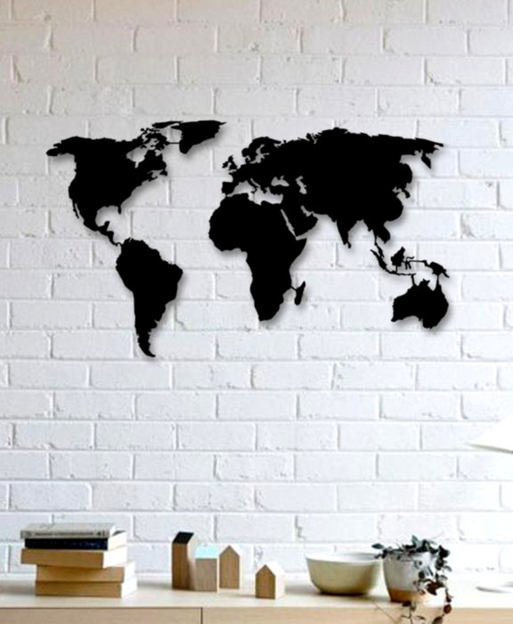 Decoración negra para tu casa; mapa para la pared