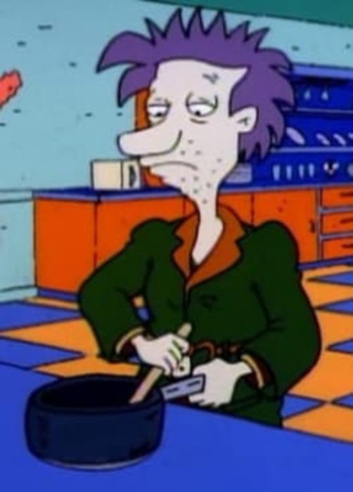 Hugo  Pickles cocinando, escena de la caricatura Rugrats