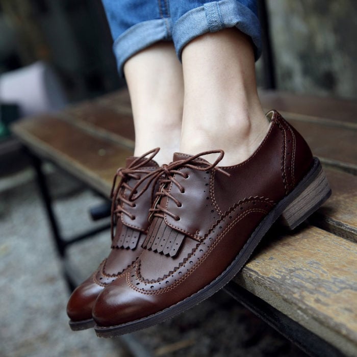 Zapatos estilo oxford color chocolate de agujetas