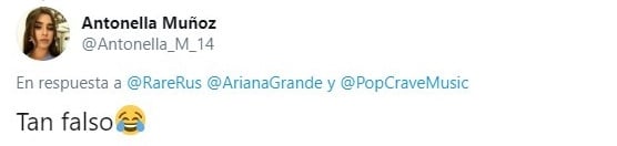 Tuit sobre supuestos mensajes filtrados de Ariana Grande hablando mal de otras celebridades