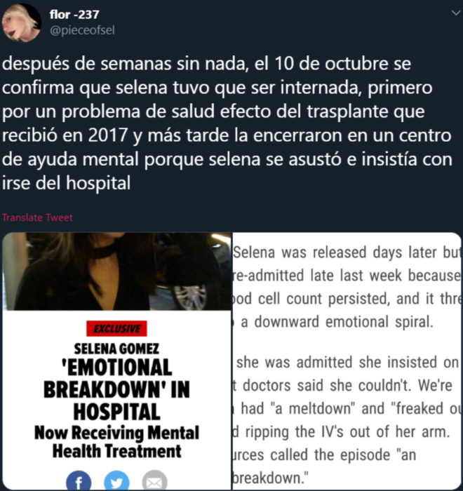 Usuaria de Twitter cree que Selena Gomez fue secuestrada y suplantada por una doble