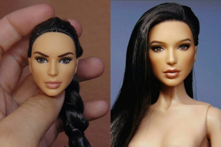 Muñeca tipo Barbie repintada para dar mayor parecido a la actriz Gal Gadot