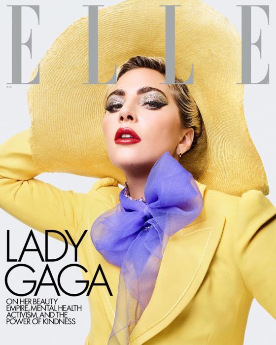 Lady Gaga con traje amarillo para la portada de ELLE