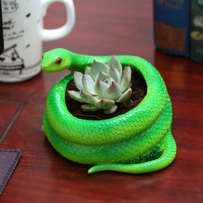 Macetas tiernas y originales de animales; serpiente, víbora