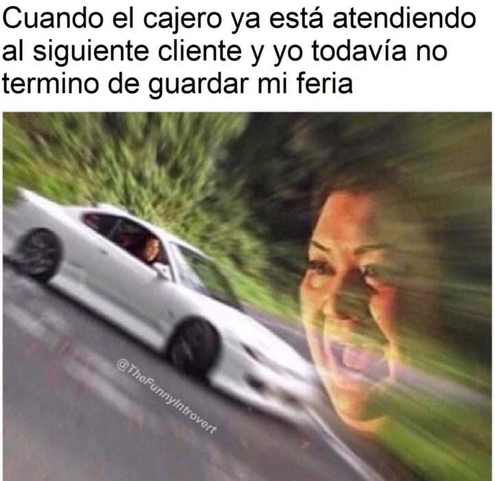 Memes de introvertidos y personas que piensan demasiado las cosas; carro rápido y señora gritando