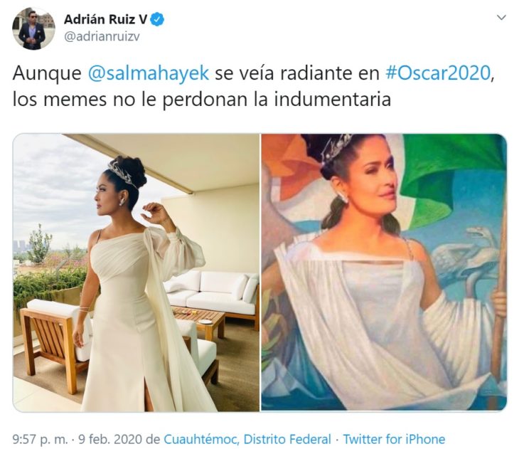 Captura de Twitter del vestuario de Salma Hayek