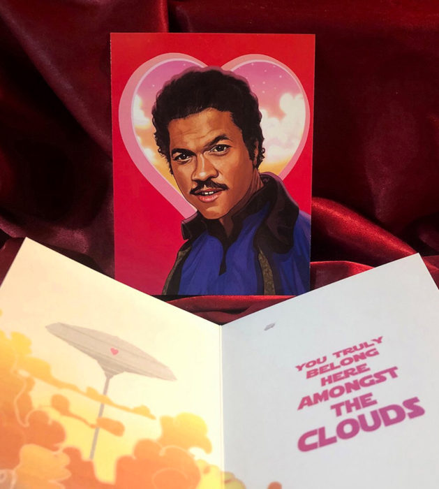 El ilustrador PJ McQuade crea tarjetas de San Valentín de famosos y películas para gemte geek; Lando Calrissian, Star Wars