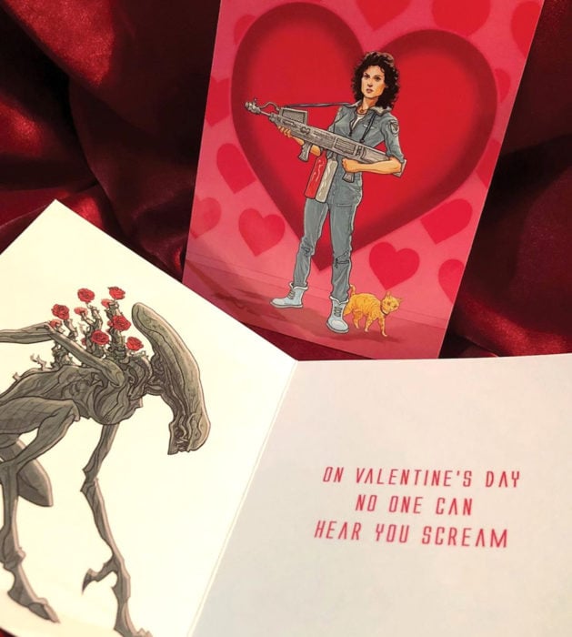 El ilustrador PJ McQuade crea tarjetas de San Valentín de famosos y películas para gemte geek; Ellen Ripley, Alien
