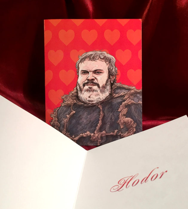 El ilustrador PJ McQuade crea tarjetas de San Valentín de famosos y películas para gemte geek; Hodor, Game of Thrones