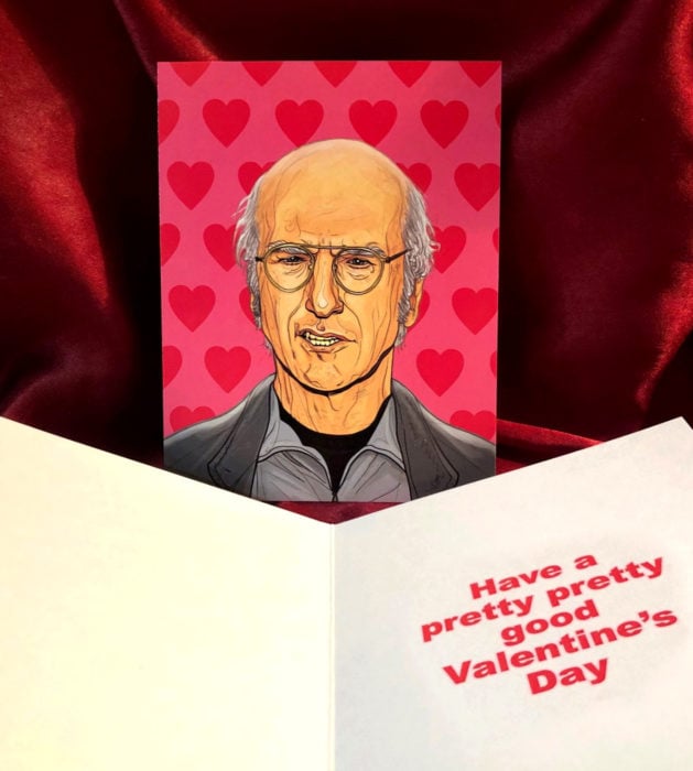 El ilustrador PJ McQuade crea tarjetas de San Valentín de famosos y películas para gemte geek; Larry David