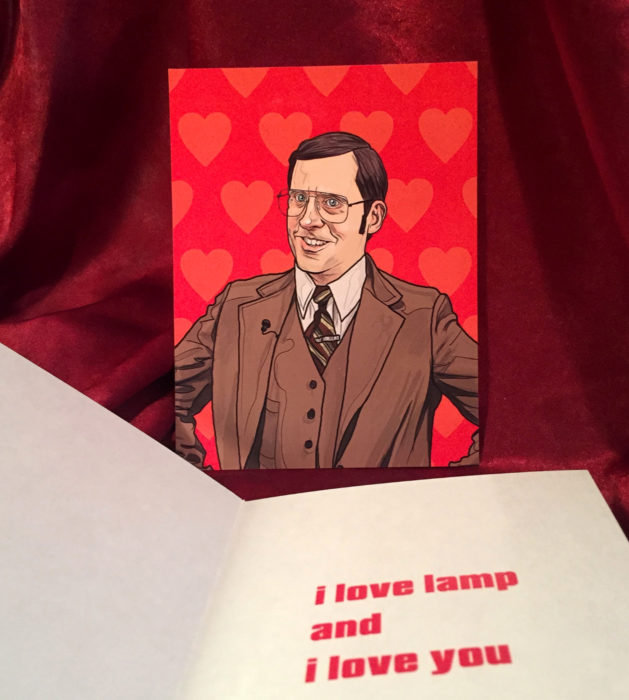 El ilustrador PJ McQuade crea tarjetas de San Valentín de famosos y películas para gemte geek; Brick Tamland, El reportero
