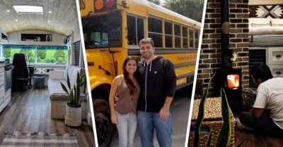 Pareja convierte viejo autobús en una casa rodante para viajar por el mundo
