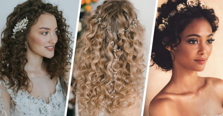 12 Peinados de novia de cabello rizado que te fascinaran