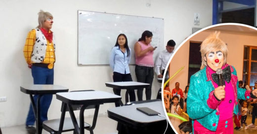 Estudiante de Derecho expone disfrazado de payaso y da una lección de superación