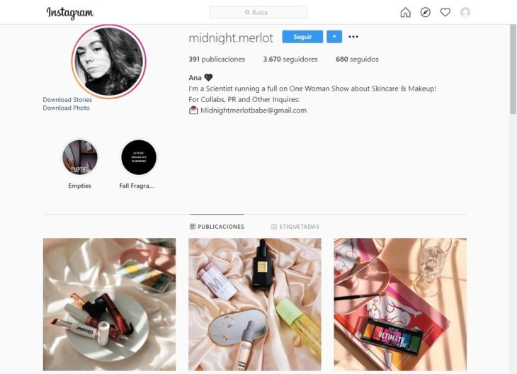 Portada de la cuenta de Instagram @midnight.merlot