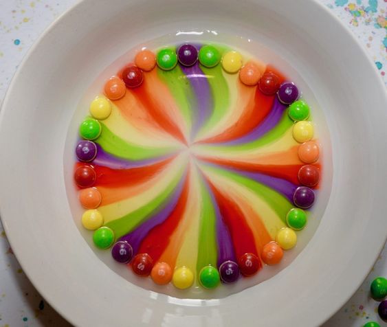Experimento colorido con skittles