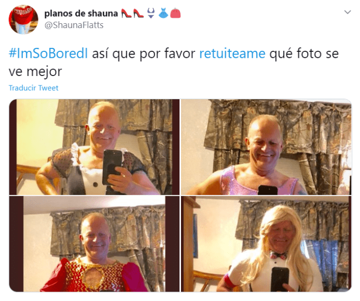 Captura de Twitter con fotografías de un hombre vestido de diferentes formas