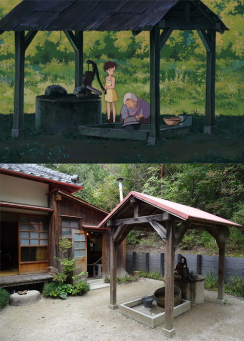 Comparación de la casa de Totoro en la película vs en la vida real 