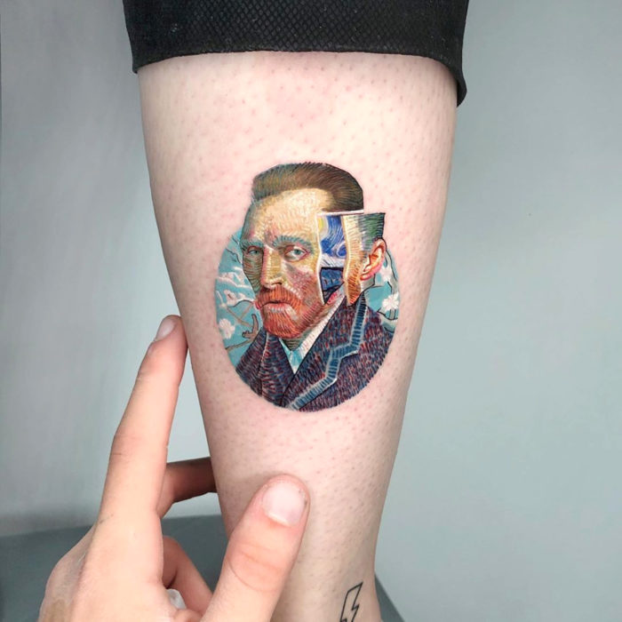 Minitatuajes realistas de Eden Kozokaro; Vincent Van Gogh