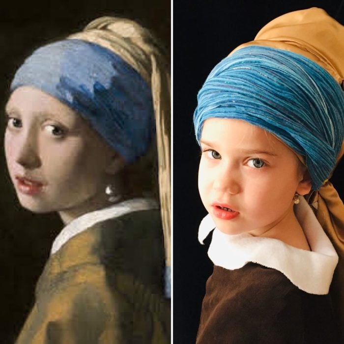 Replica de la pintura La chica de la perla de Johannes Vermeer