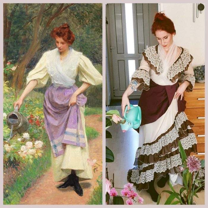 Replica de la pintura Watering The Garden, de Victor Gabriel Gilbert