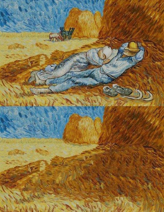 La siesta de Vincent van Gogh con sin protagonistas