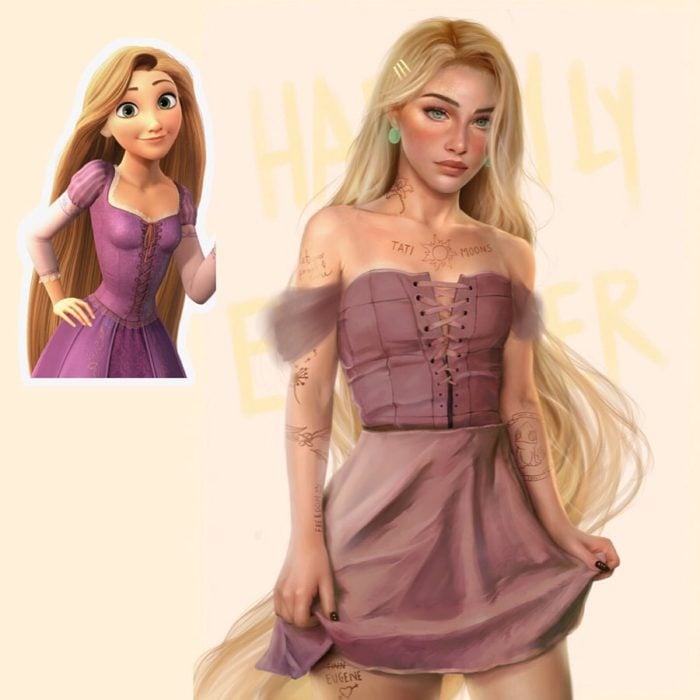 Ilustración de Rapunzel luciendo como adolescente